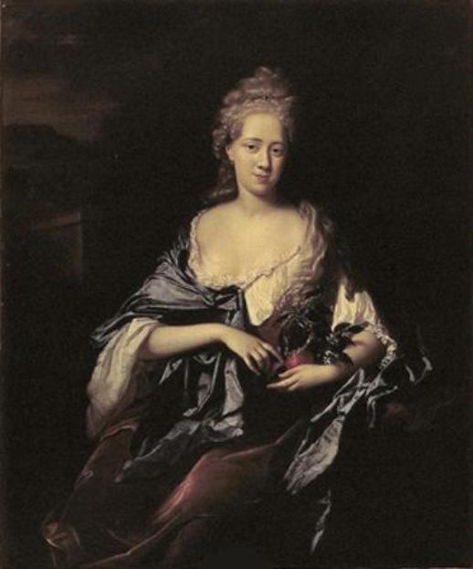Portrait of Elizabeth Dierquens, vintage artwork by Adriaen van der Werff, 12x8" (A4) Poster