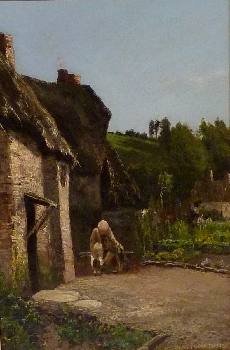 Sunshine at the Cottage Door, vintage artwork by John Clayton Adams, 12x8" (A4) Poster