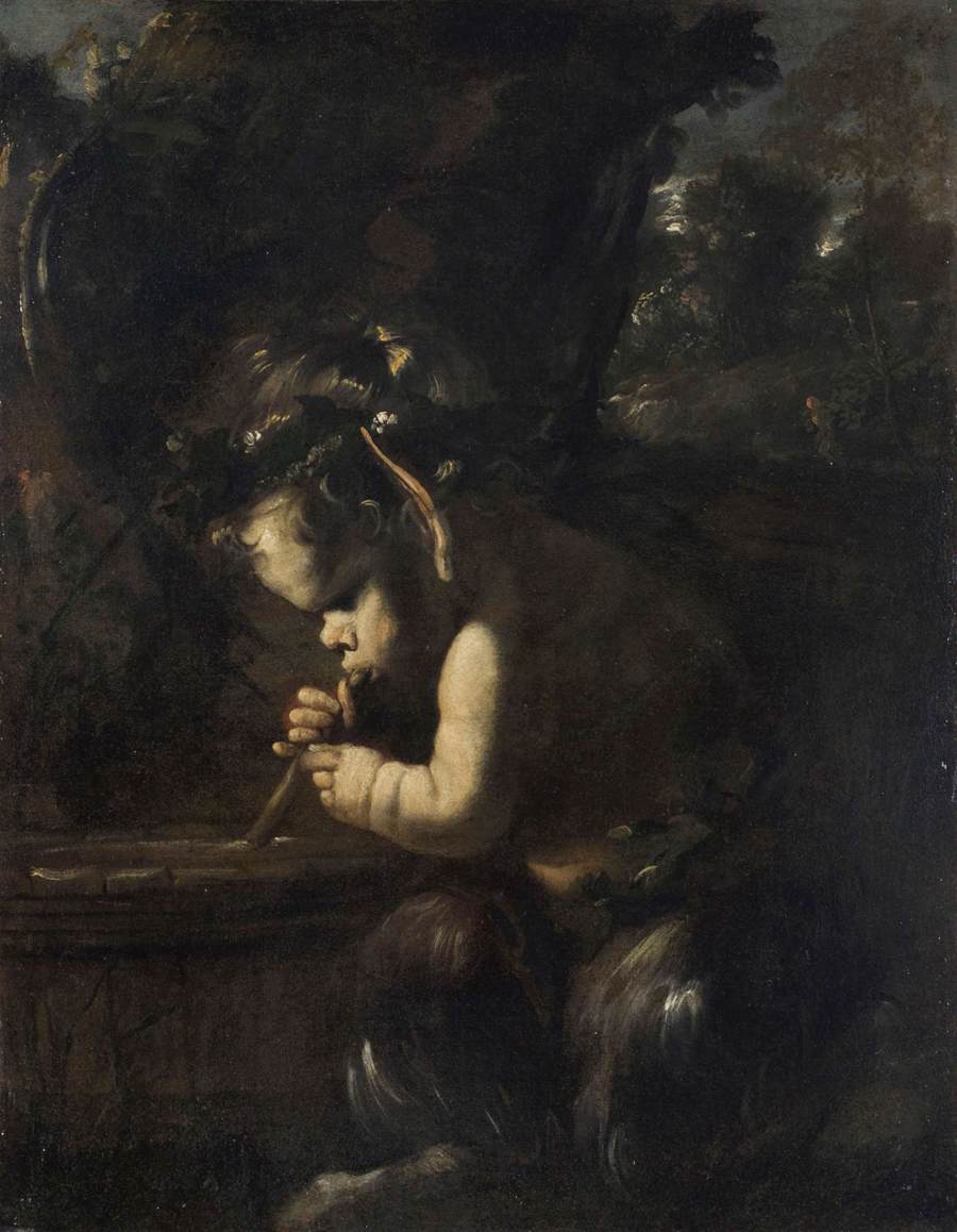 Young Satyr, vintage artwork by Attributed to Pier Francesco Mola, 12x8" (A4) Poster