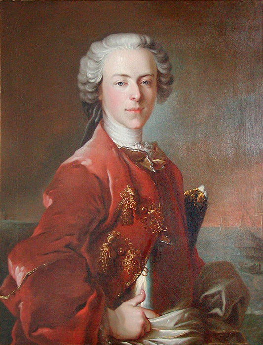 Portrait of Frederik de Lovenorn, vintage artwork by Louis Tocque, 12x8" (A4) Poster