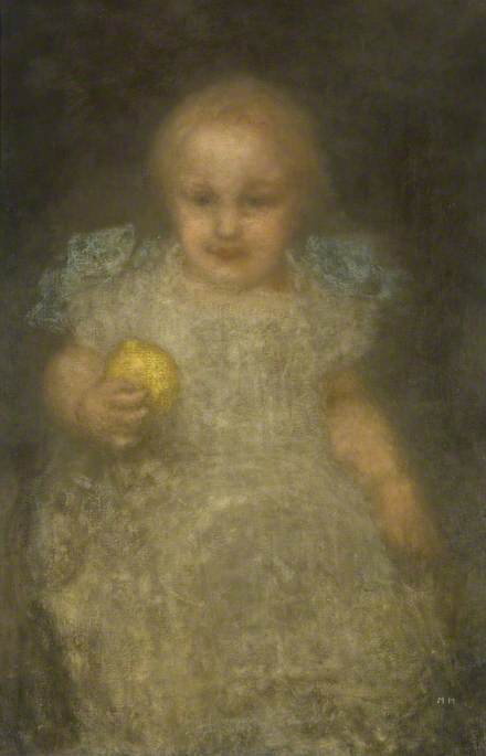 Child with a Lemon: Barye Swan, vintage artwork by Matthijs Maris, 12x8" (A4) Poster