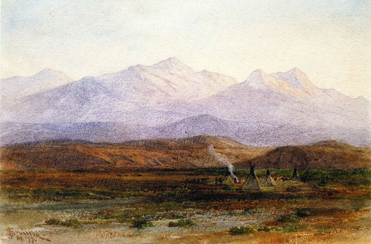 Indian Camp near Celilo, vintage artwork by George Henry Smillie, 12x8" (A4) Poster