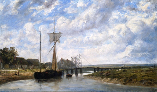 A Bridge over the Touques near Trouville, vintage artwork by Paul Huet, A3 (16x12") Poster Print