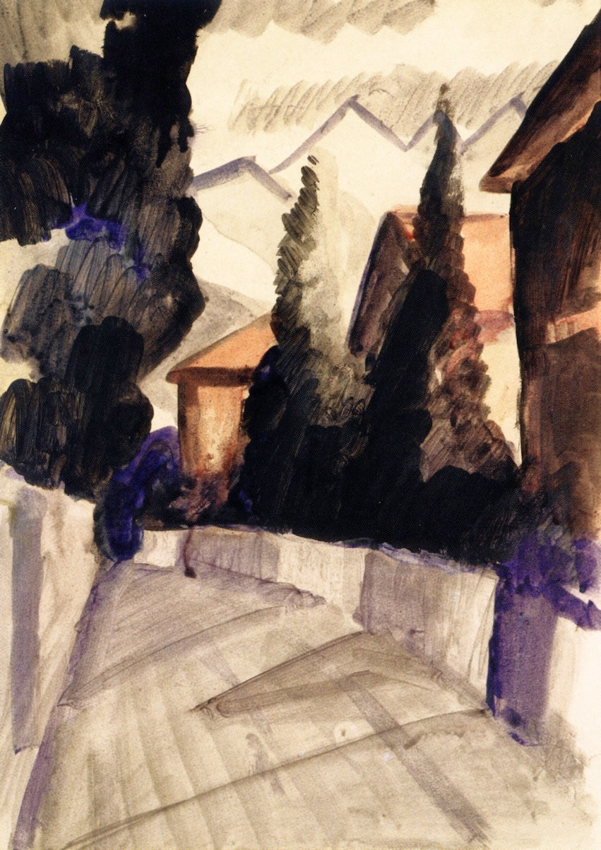 Street in Hilterfingen, vintage artwork by August Macke, 12x8" (A4) Poster