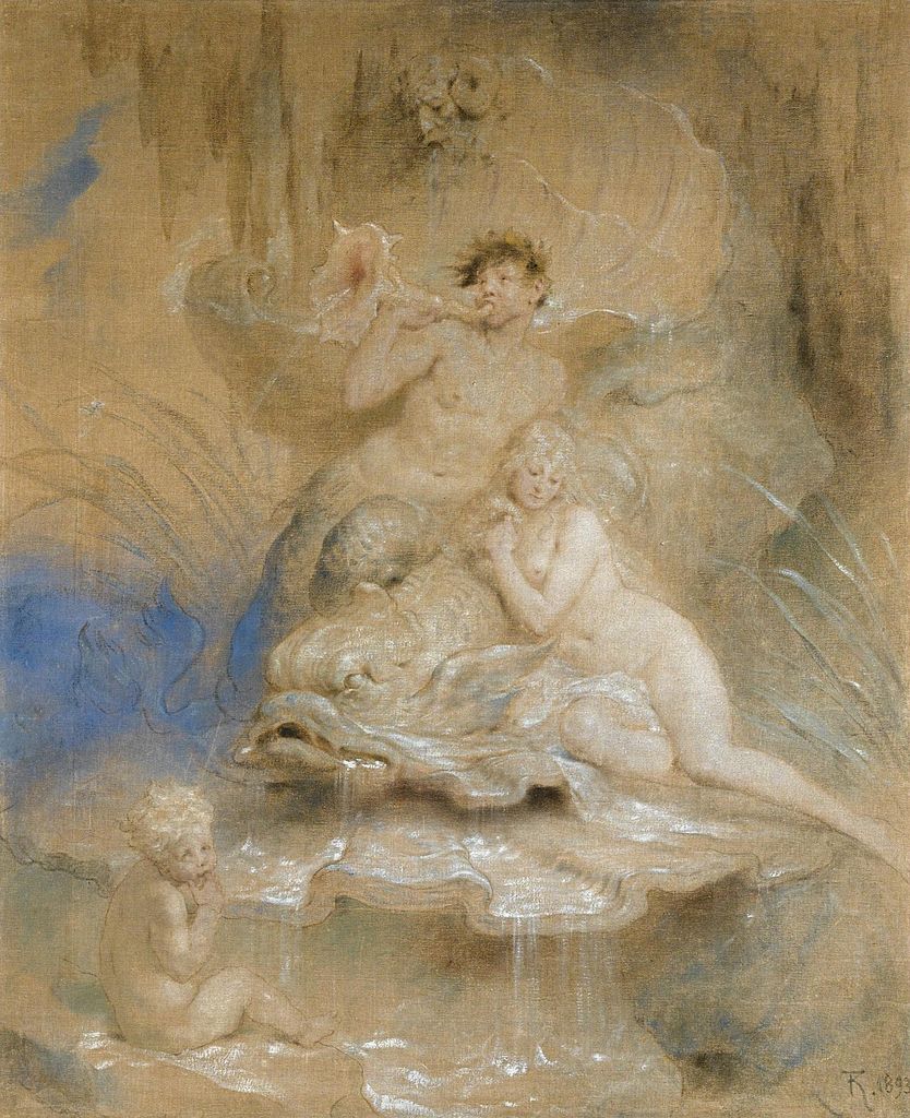 Tritons, vintage artwork by Ferdinand Keller, 12x8" (A4) Poster