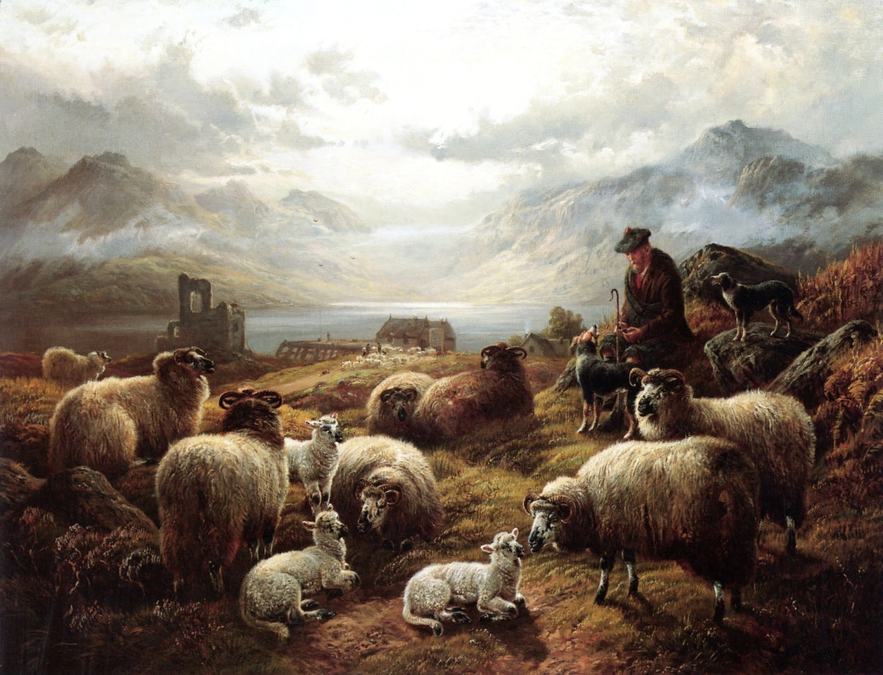 The Highland Shepherd, vintage artwork by Robert Watson, 12x8" (A4) Poster