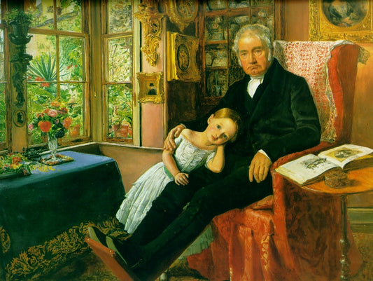 James Wyatt and His Grandaughter Mary, vintage artwork by Sir John Everett Millais, 12x8" (A4) Poster