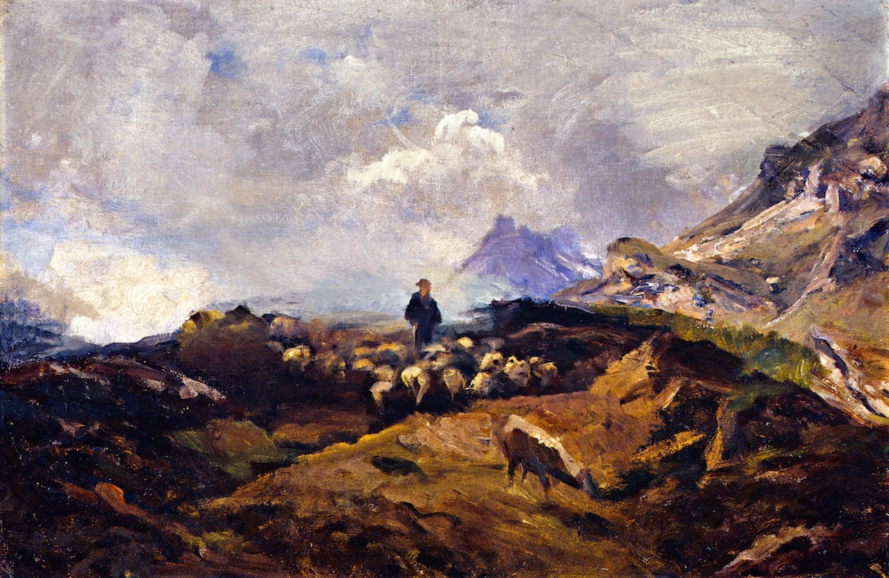 Alpine Landscape with Flock of Sheep by Franz Marc,16x12(A3) Poster