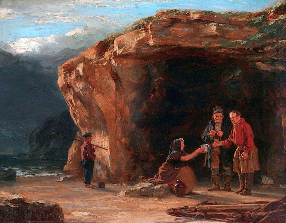 Scotch Fishermen, vintage artwork by Thomas Sword Good, 12x8" (A4) Poster