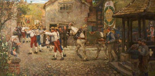 Rushbearing at Middleton, Rochdale, Lancashire, vintage artwork by Frederick William Jackson, 12x8" (A4) Poster