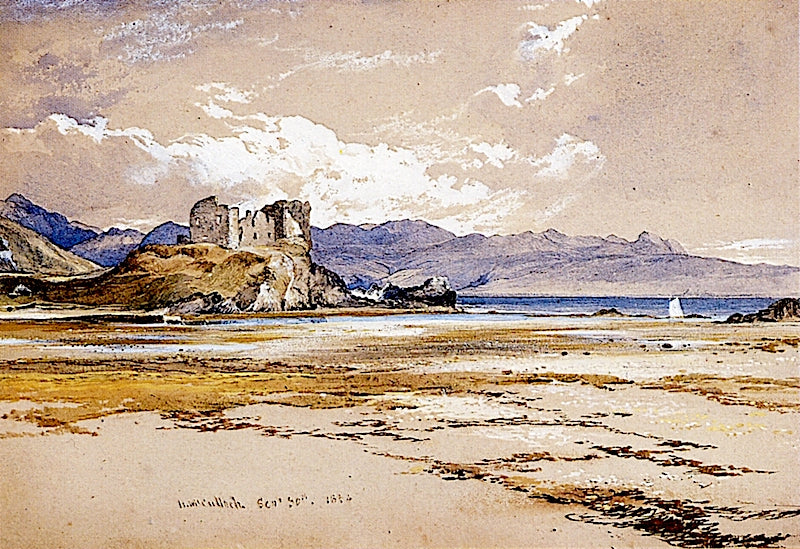 Knock Castle and the Sound of Sleat, vintage artwork by Horatio McCulloch, A3 (16x12") Poster Print