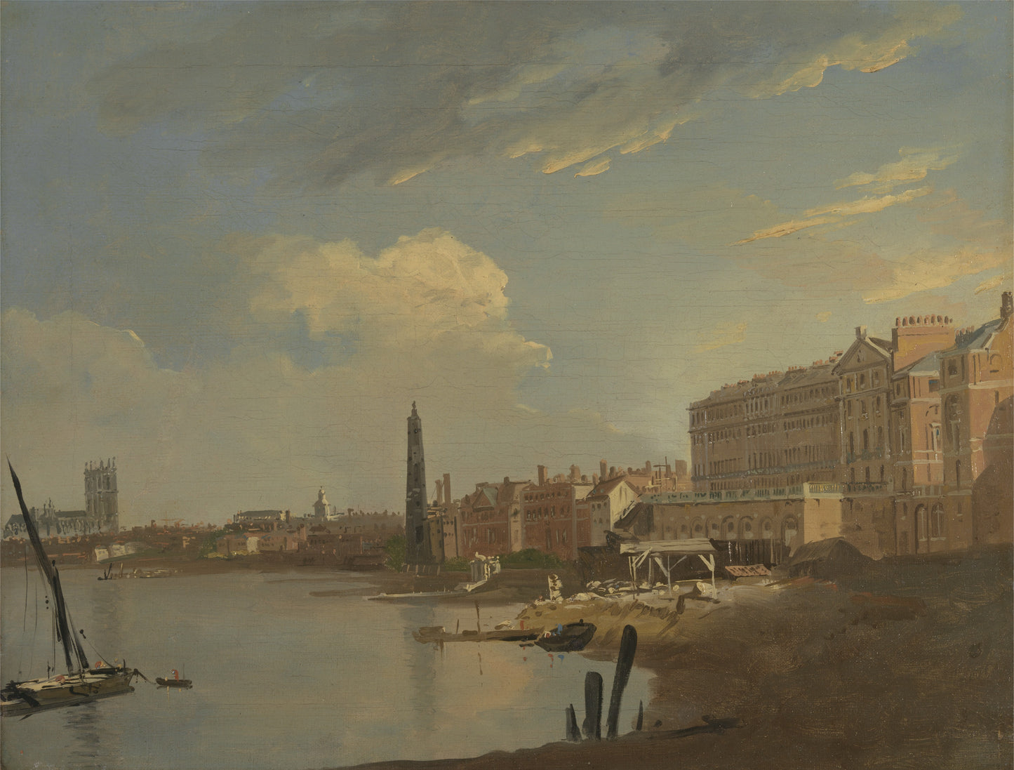 The Thames and the Adelphi, vintage artwork by Attributed to William Hodges, 12x8" (A4) Poster