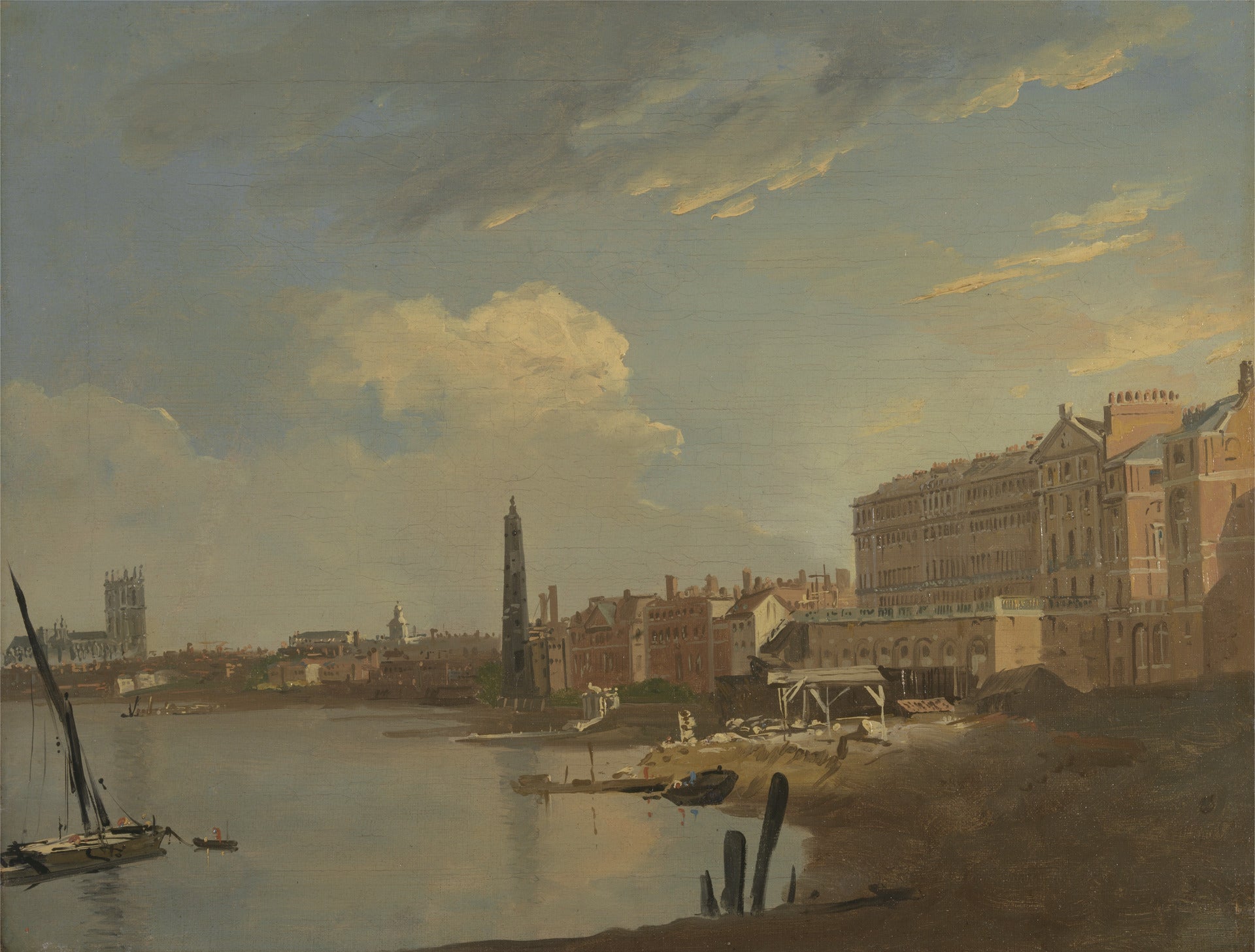 The Thames and the Adelphi, vintage artwork by Attributed to William Hodges, 12x8" (A4) Poster
