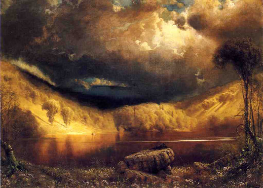 Stormy Skies Above Echo Lake, White Mountains, vintage artwork by James Fairman, 12x8" (A4) Poster
