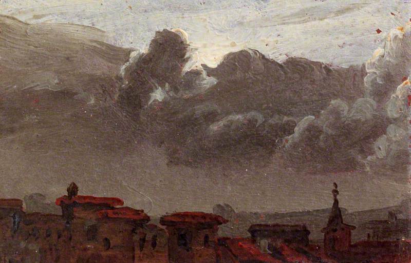 Cityscape with Gathering Clouds (sketch), vintage artwork by Benjamin West, 12x8" (A4) Poster