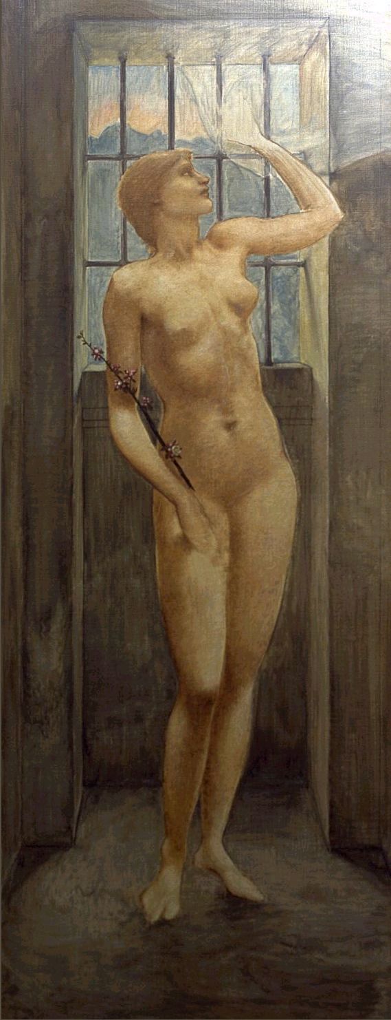 Hope in Prison, vintage artwork by Sir Edward Burne-Jones, 12x8" (A4) Poster