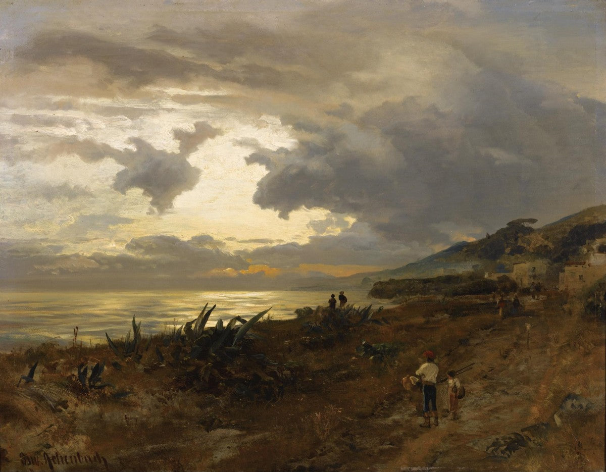 The Amalfi Coast, vintage artwork by Oswald Achenbach, 12x8" (A4) Poster