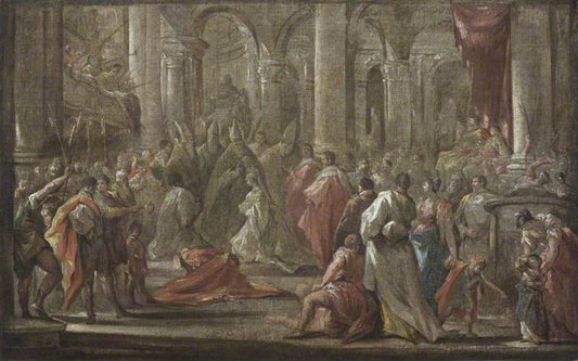 Sketch for the Coronation of the Empress Eleanora Magdalena Theresa of Pfalz-Neuburg in 1690, vintage artwork by Giovanni Antonio Pellegrini, 12x8" (A4) Poster