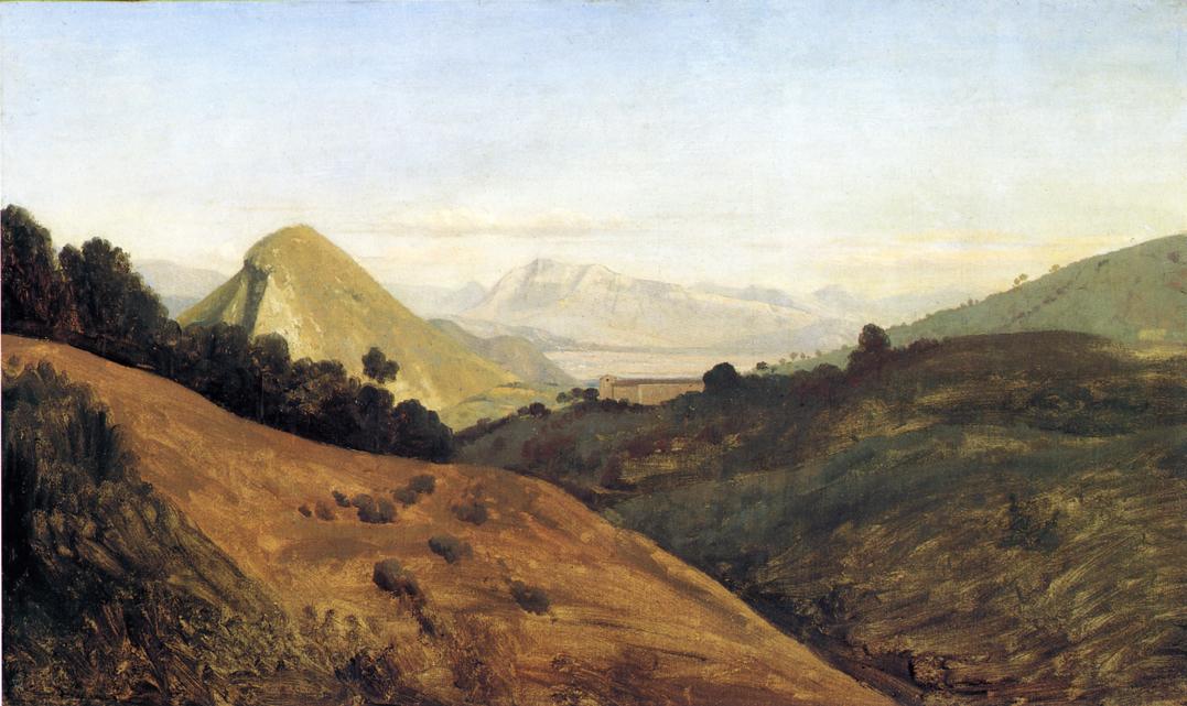 Italian Hills at Dawn, vintage artwork by Theodore Caruelle d Aligny, A3 (16x12") Poster Print