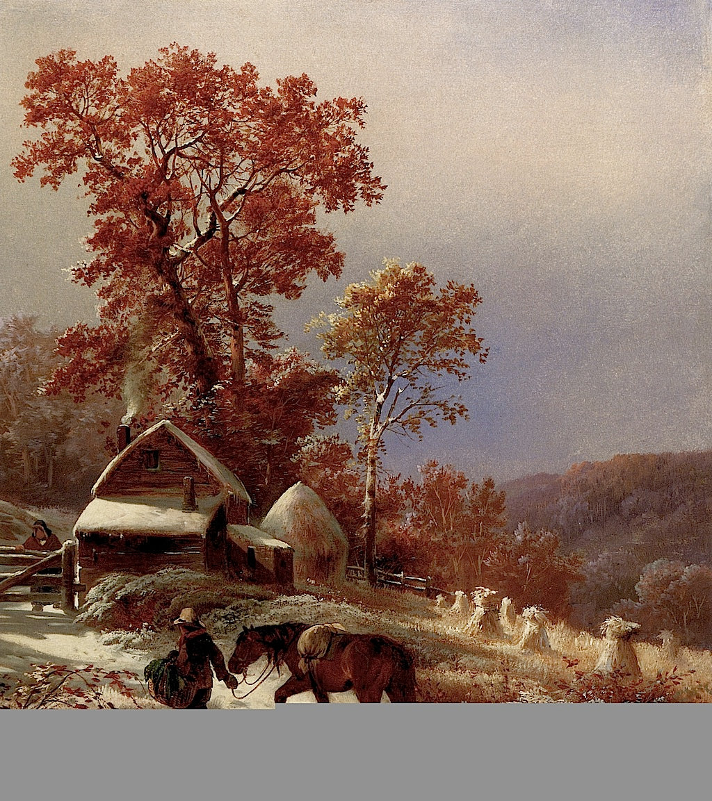 Winter at the Farm, vintage artwork by Edward Moran, 12x8" (A4) Poster