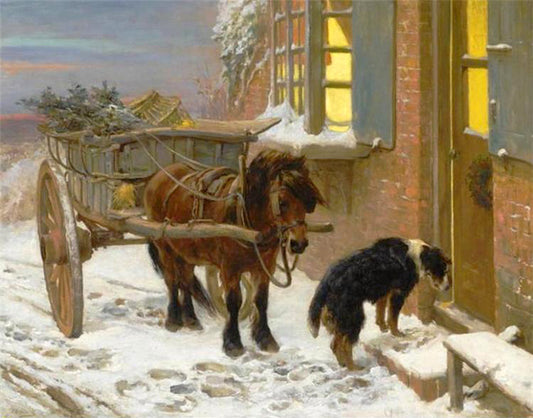 Their Christmas Eve, vintage artwork by John Sargent Noble, 12x8" (A4) Poster