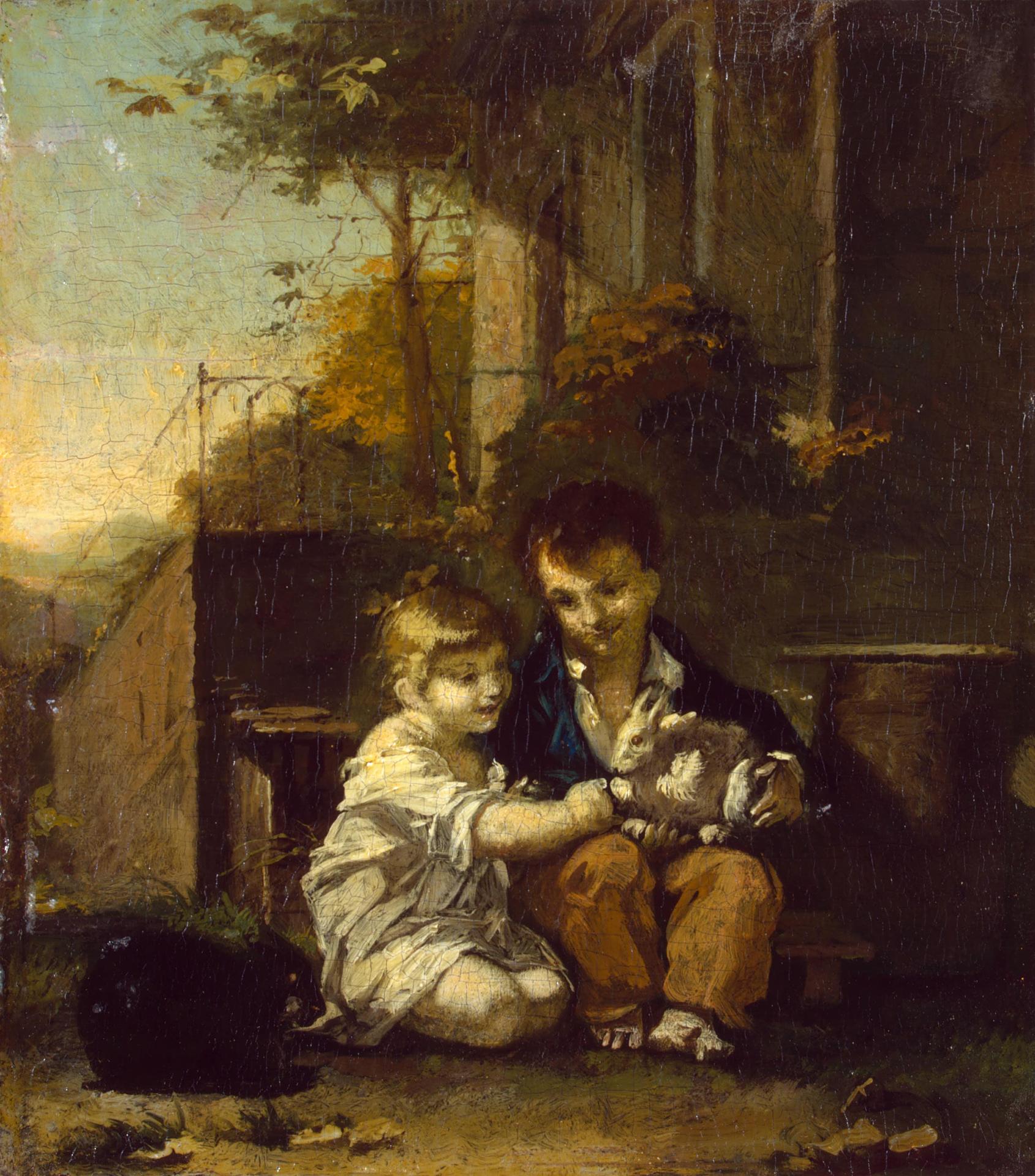 Children with a Rabbit, vintage artwork by Pierre-Paul Prud'hon, 12x8" (A4) Poster