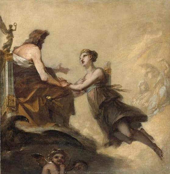 Diane imploring Jupiter not to subject it to the Laws of Hymen, vintage artwork by Pierre-Paul Prud'hon, 12x8" (A4) Poster