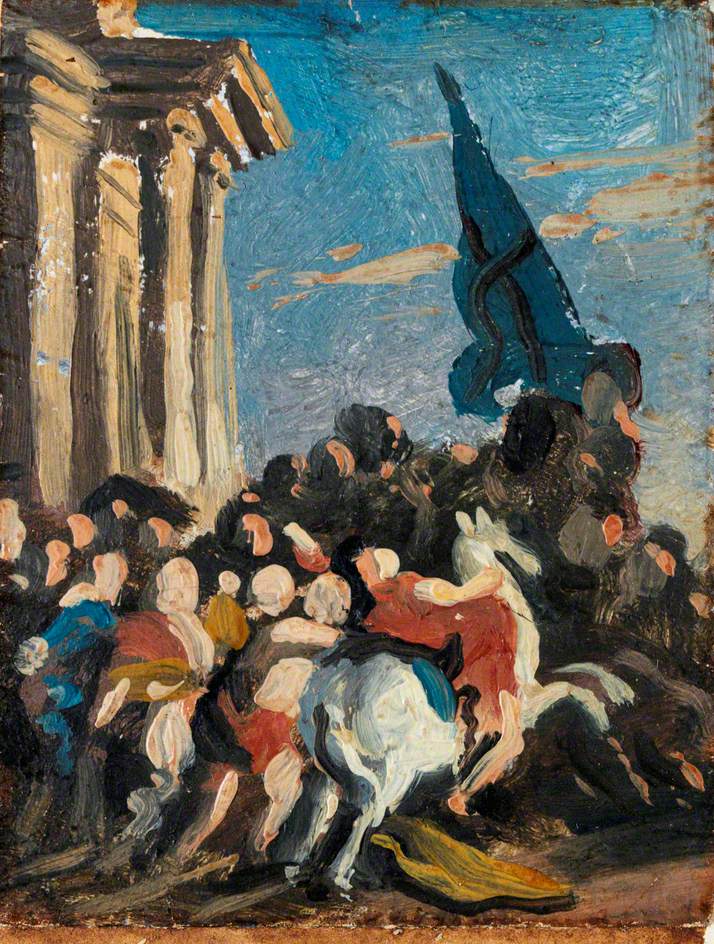 Battle Scene (sketch), vintage artwork by Benjamin West, 12x8" (A4) Poster