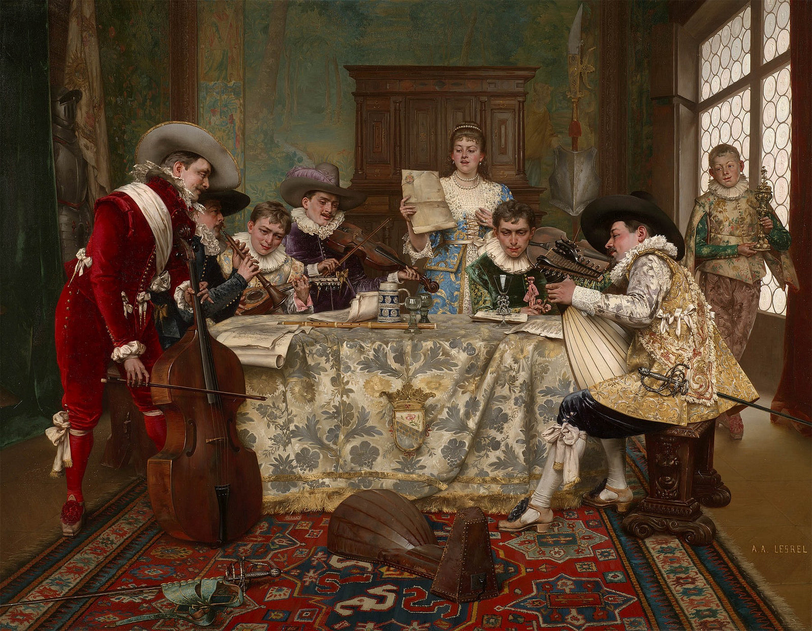The Practice Recital, vintage artwork by Adolphe Alexander Lesrel, 12x8" (A4) Poster