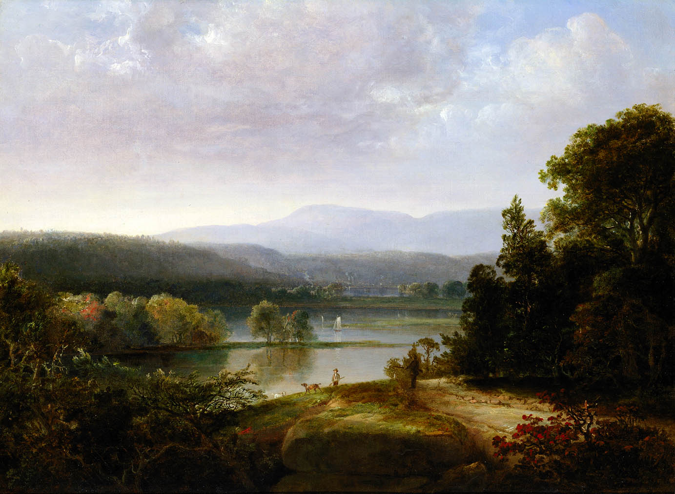 River View with Hunters and Dogs, vintage artwork by Thomas Doughty, A3 (16x12") Poster Print