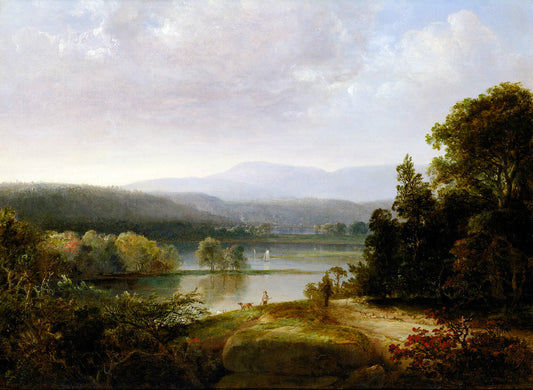 River View with Hunters and Dogs, vintage artwork by Thomas Doughty, A3 (16x12") Poster Print
