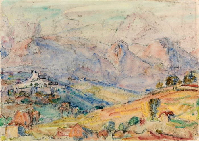 Hill town in France by John Peter Russell,A3(16x12