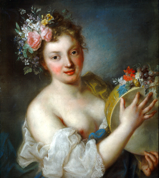 Allegory of Music, vintage artwork by Rosalba Carriera, 12x8" (A4) Poster