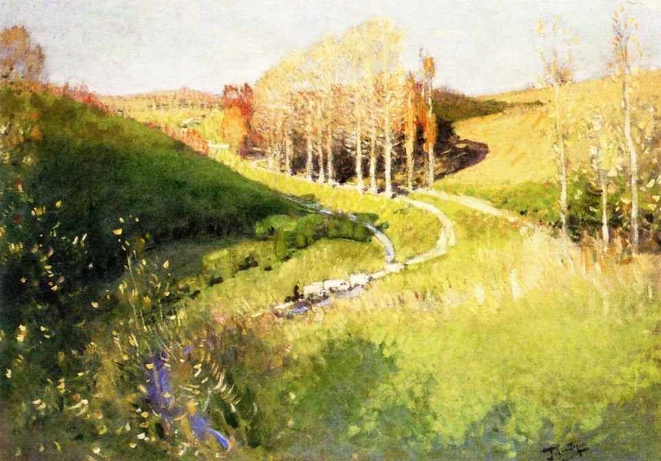 by  the Stream, vintage artwork by Pierre-Eugène Montezin, 12x8" (A4) Poster