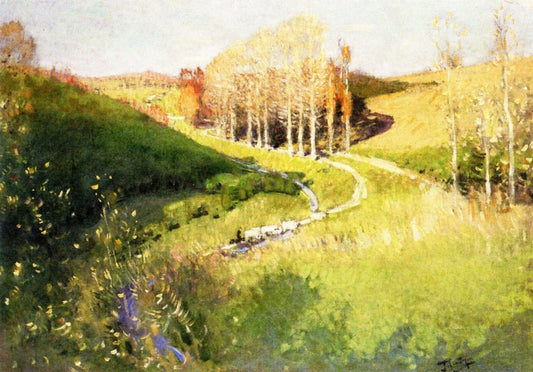 by  the Stream, vintage artwork by Pierre-Eugène Montezin, 12x8" (A4) Poster