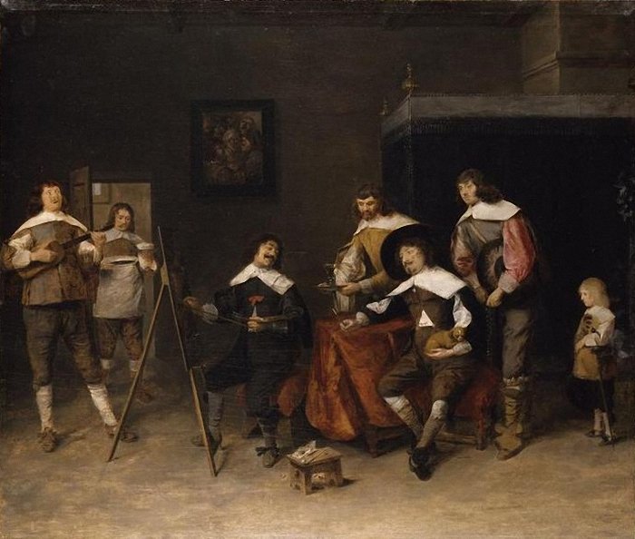 In the Painter's Studio, vintage artwork by Joos van Craesbeeck, 12x8" (A4) Poster