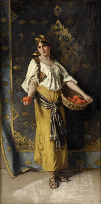 Oriental fruit seller, vintage artwork by Max Volkhart, 12x8" (A4) Poster