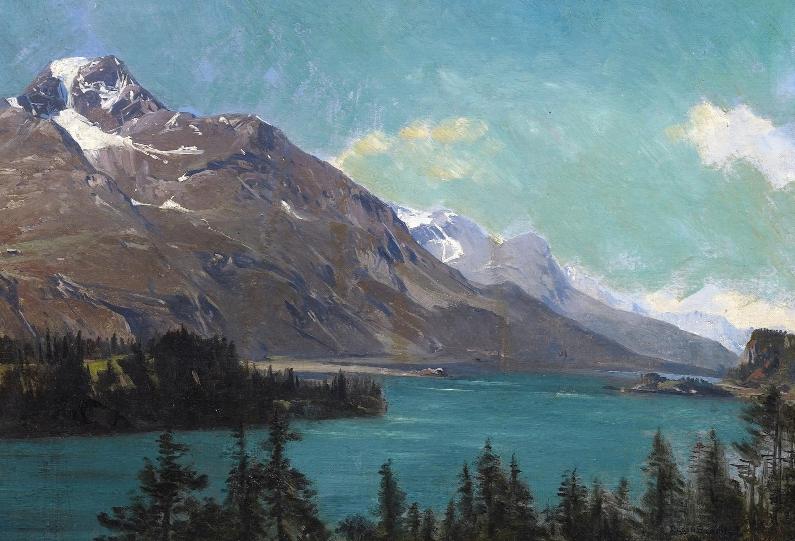 Swiss Lake (Schweizer See), vintage artwork by Eugen Felix Prosper Bracht, 12x8" (A4) Poster