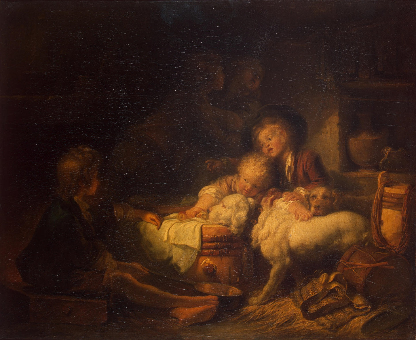 Farmer's Children, vintage artwork by Jean-Honore Fragonard, 12x8" (A4) Poster