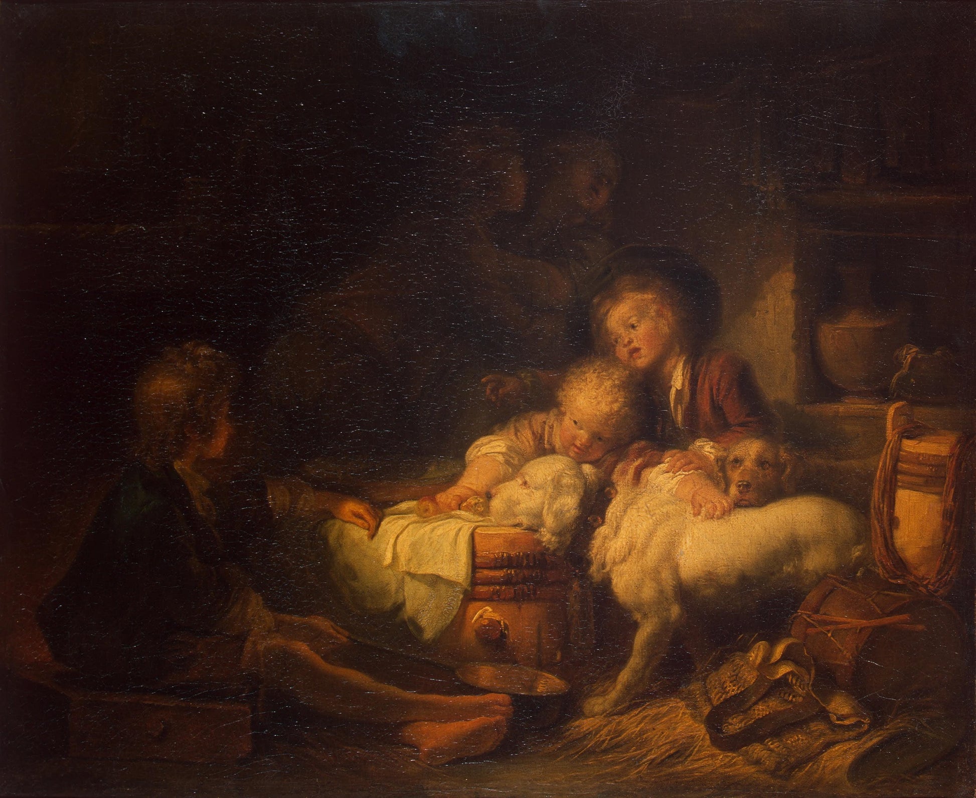 Farmer's Children, vintage artwork by Jean-Honore Fragonard, 12x8" (A4) Poster