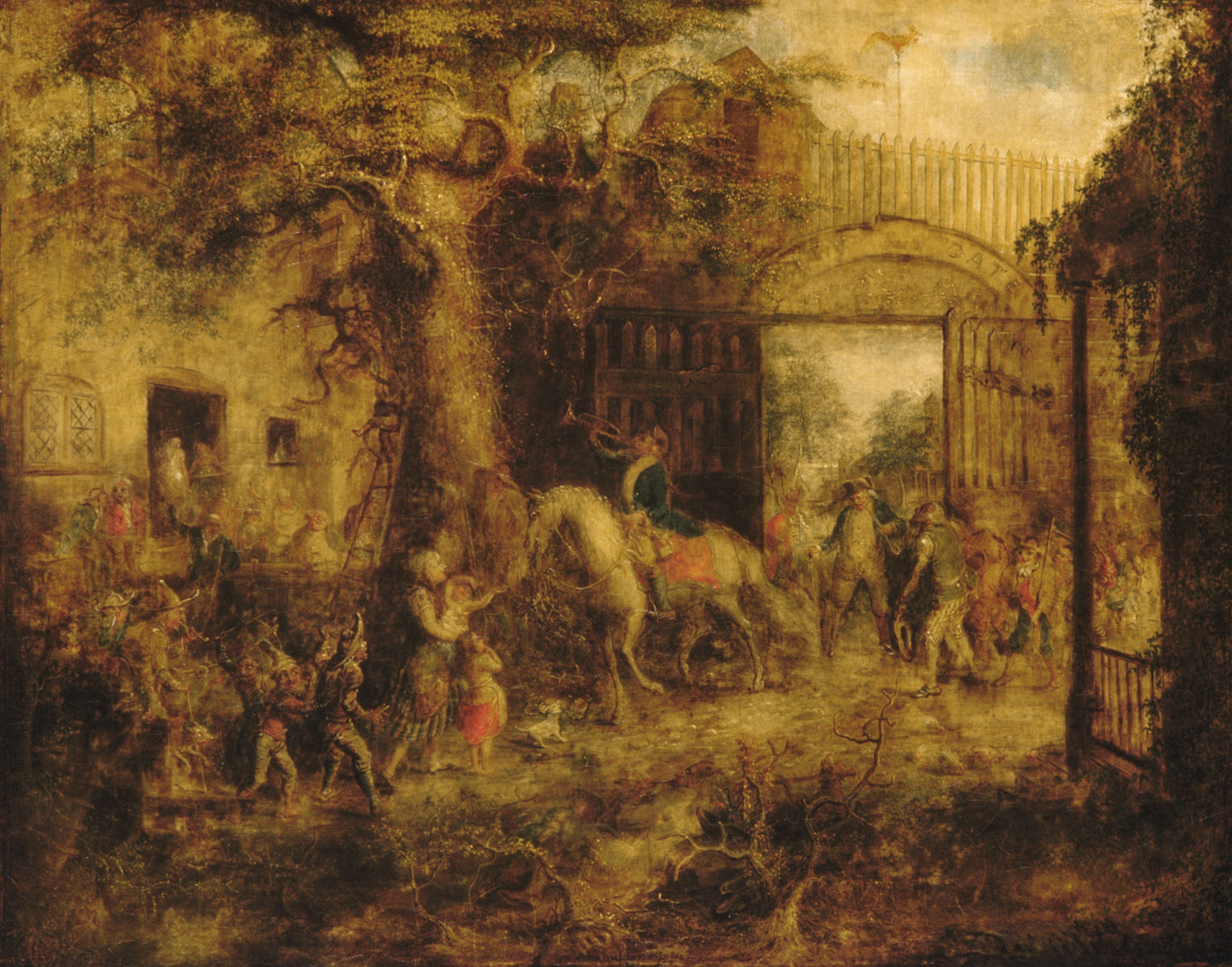 Vigilant Stuyvesant’s Wall Street Gate, vintage artwork by John Quidor, A3 (16x12") Poster Print