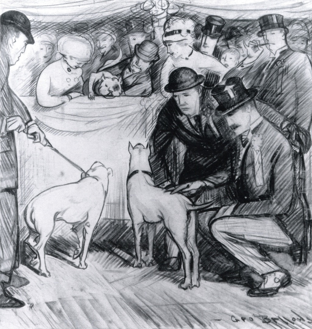 At the Dog Show, vintage artwork by George Wesley Bellows, 12x8" (A4) Poster