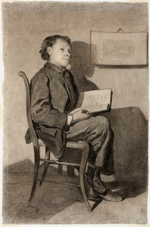 Boy Reading (Jeune Garçon Lisant), vintage artwork by François Bonvin, A3 (16x12") Poster Print