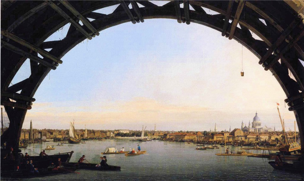 The City Seen Through an Arch of Westminster Bridge, vintage artwork by Canaletto, 12x8" (A4) Poster