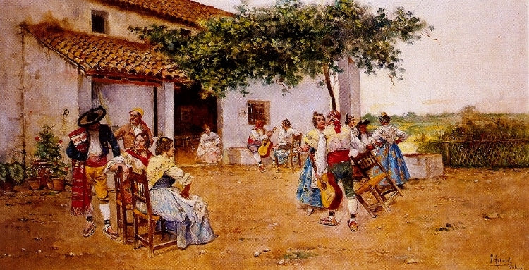 Spanish scene, vintage artwork by Joaquín Agrasot, 12x8" (A4) Poster