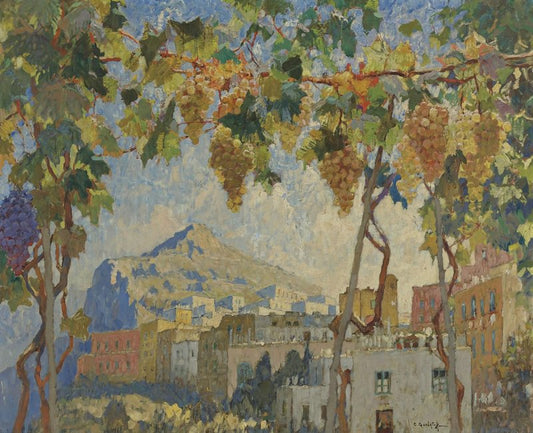 Grapes in Capri, vintage artwork by Konstantin Gorbatov, 12x8" (A4) Poster