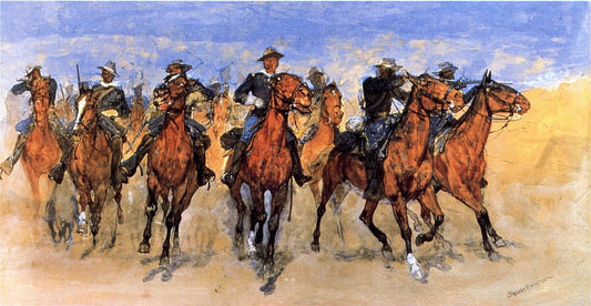 Colored Troopers to the Rescue, vintage artwork by Frederic Remington, 12x8" (A4) Poster