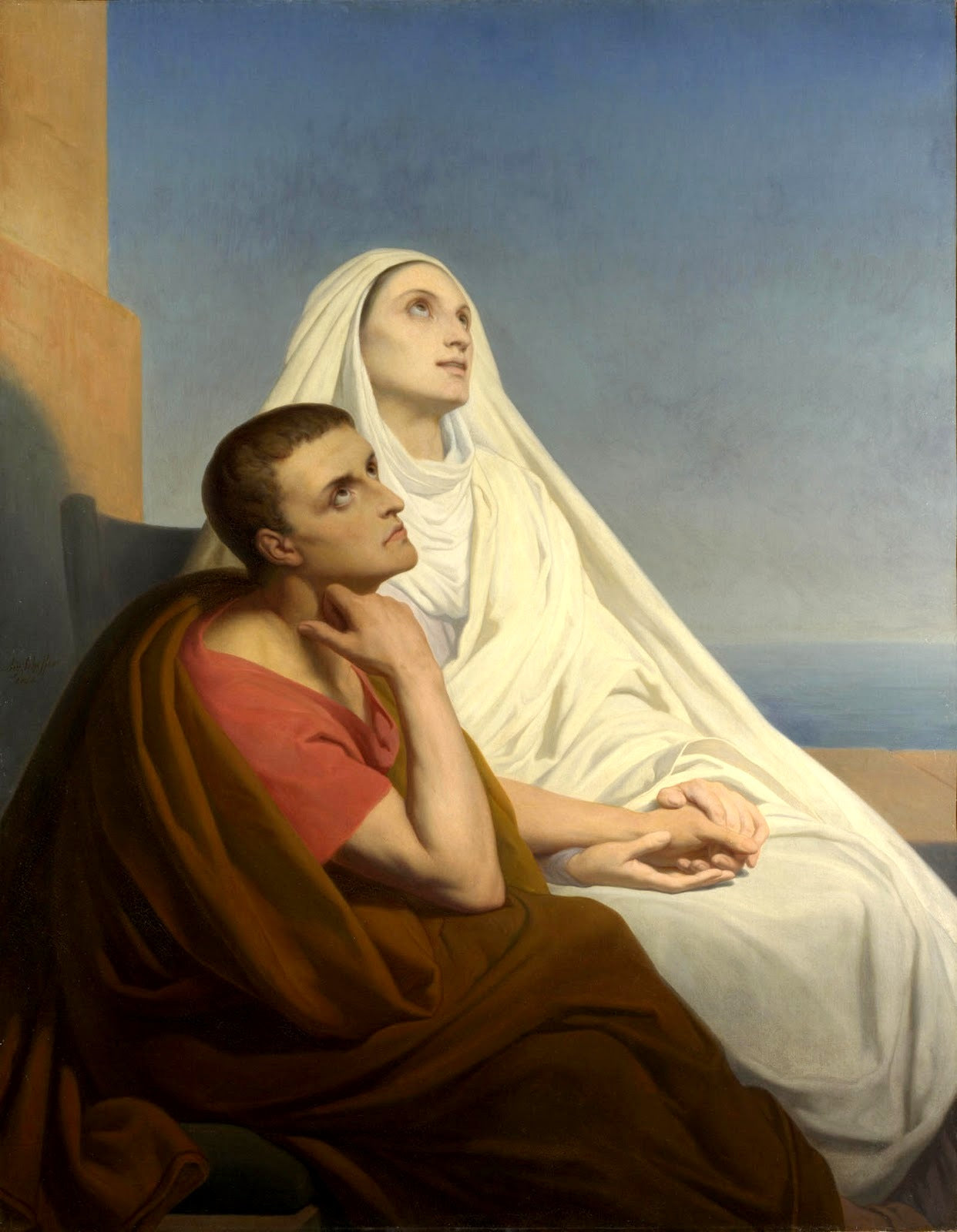 St. Augustine and St. Monica, vintage artwork by Ary Scheffer, A3 (16x12") Poster Print