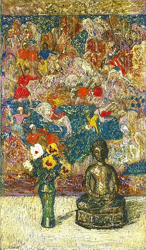 Bronze Buddha, vintage artwork by Henry Golden Dearth, 12x8" (A4) Poster
