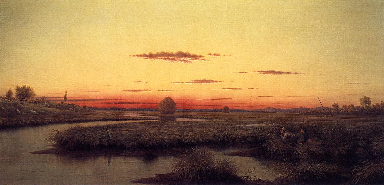 Duck Hunters in a Twilight Marsh, vintage artwork by Martin Johnson Heade, A3 (16x12") Poster Print